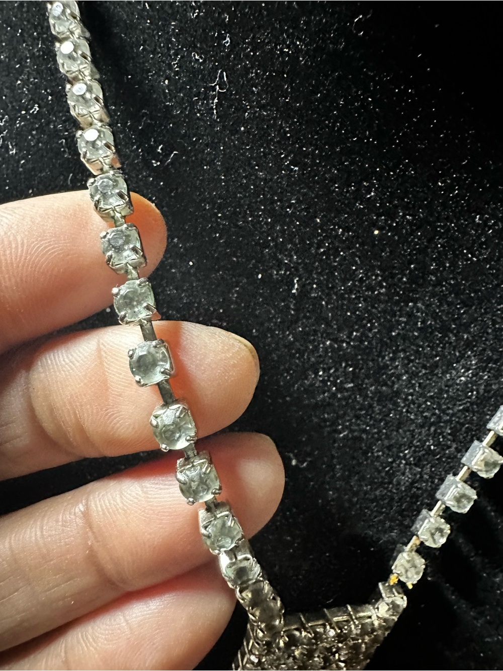 Vintage rhinestone waterfall fringe Pendant Necklace - Silver Sparkle - Picture 12 of 14